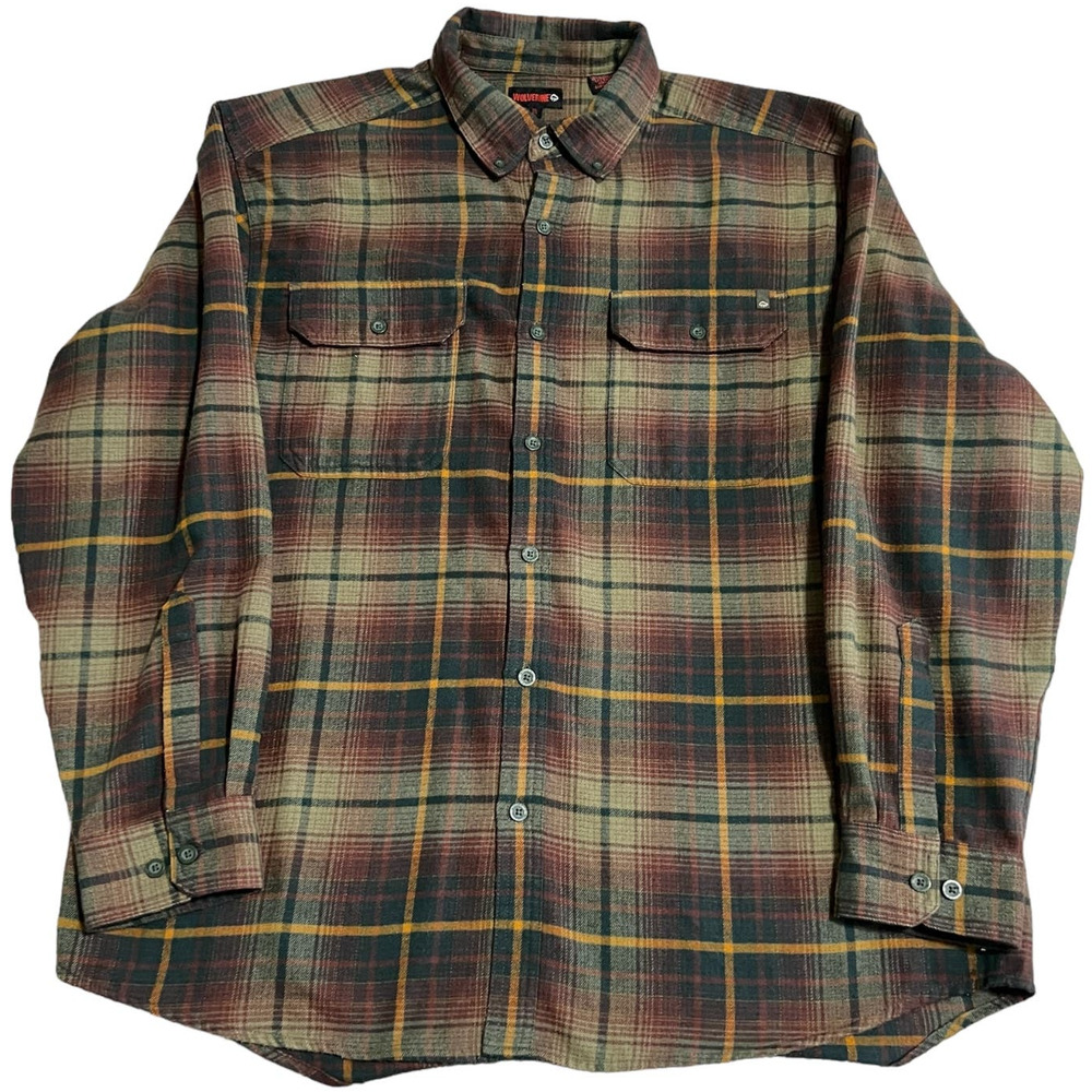 Wolverine Button Down Shirt Shacket Size XL Neutral Plaid Outdoors Casual